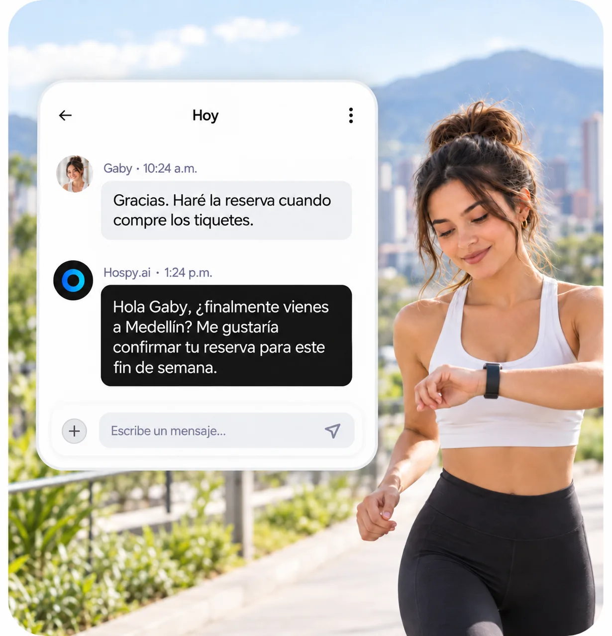 Chat de Airbnb donde Hospy hace seguimiento a un huésped hasta que reserva